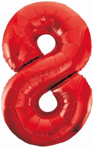 Balon foliowy Cyfra 8 czerwona 85 cm, GoDan