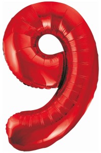 Balon foliowy Cyfra 9 czerwona 85 cm, GoDan