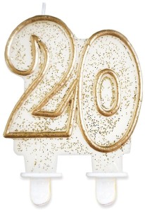 Świeczka urodzinowa cyfra 20 złoty kontur, GoDan
