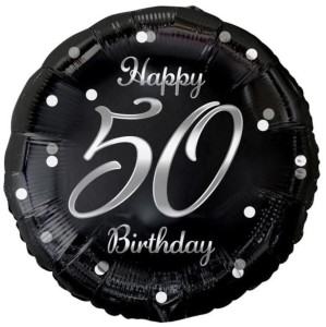 Balon foliowy Liczba 50 Happy 50 Birthday czarny 36 cm, GoDan