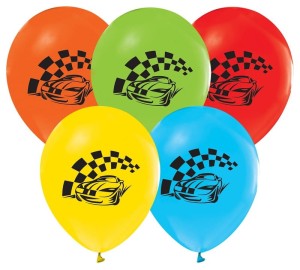 Balony kolorowe Samochody wyścigowe 30 cm 5 sztuk, GoDan