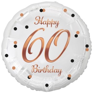Balon foliowy Liczba 60 Happy 60 Birthday biały 36 cm, Godan