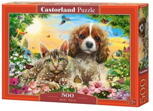 Puzzle 500 elementów najlepsi kumple pies i kot, Castorland