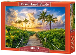 Puzzle 3000 elementów Kolorowy wschód słońca w Miami USA, Castorland