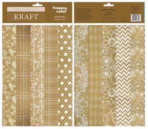 Papiery ozdobne Eko Kraft 10 arkuszy 20x29 cm, Happy Color