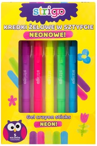 Kredki żelowe wykręcane neonowe 5 kolorów, Strigo