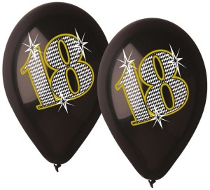 Balony Osiemnastka 18 czarne 5 sztuk 30 cm, Godan