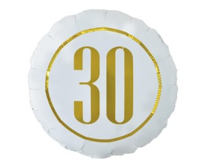 Balon foliowy Liczba 30 biały 36 cm, Godan