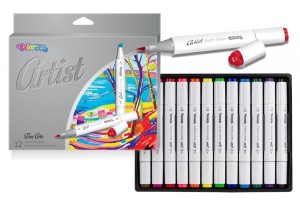 Markery dwustronne do szkicowania komplet 12 kolorów Colorino Artist
