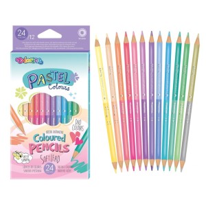 Kredki dwustronne pastelowe 12 sztuk 24 kolory okrągłe Colorino Pastel