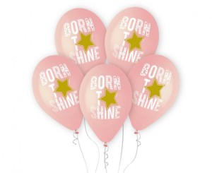 Balony Born To Shine różowe 5 sztuk 33 cm Premium Hel, Godan