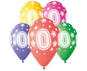 Balony kolorowe cyfra 0 - 5 sztuk 33 cm, GoDan