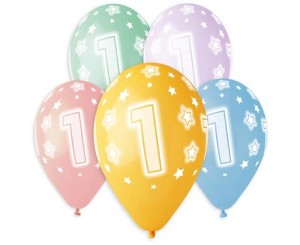 Balony kolorowe cyfra 1 - 5 sztuk 33 cm, GoDan