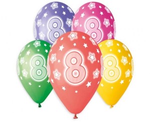 Balony kolorowe cyfra 8 - 5 sztuk 33 cm, GoDan