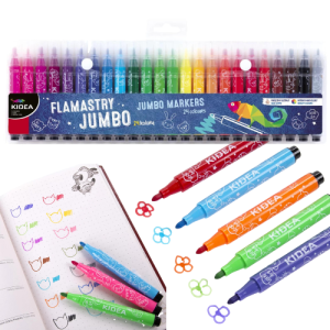 Flamastry grube zestaw 24 kolory Jumbo Kidea