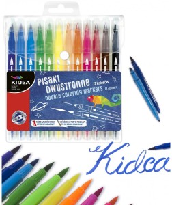 Flamastry pisaki pędzelkowe dwustronne 12 kolorów Brush Kidea