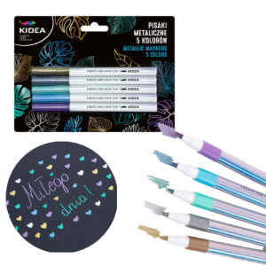 Flamastry pisaki metaliczne 5 kolorów Kidea