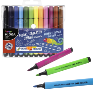Flamastry pisaki trójkątne grube 12 kolorów Jumbo Kidea
