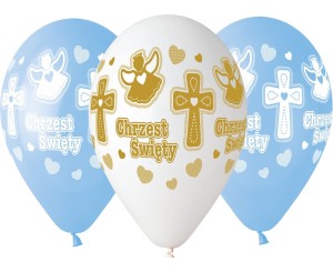 Balony Chrzest chłopca 5 sztuk 33 cm Premium Hel, Godan
