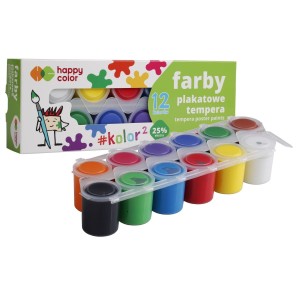 Farby plakatowe 12 kolorów x 25 ml Tempera Premium, Happy Color