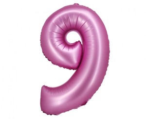 Balon foliowy Cyfra 9 satynowa różowa 76 cm, GoDan