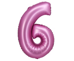 Balon foliowy Cyfra 6 satynowa różowa 76 cm, GoDan