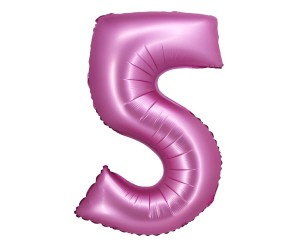 Balon foliowy Cyfra 5 satynowa różowa 76 cm, GoDan