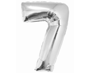 Balon foliowy Cyfra 7 srebrna 76 cm, GoDan