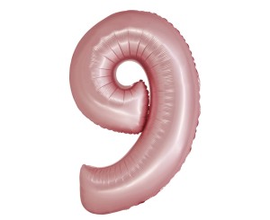 Balon foliowy Cyfra 9 różowa jasna matowa 76 cm, GoDan