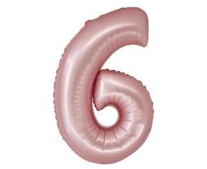 Balon foliowy Cyfra 6 różowa jasna matowa 76 cm, GoDan