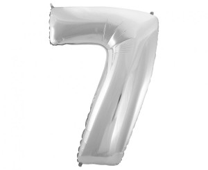 Balon foliowy Cyfra 7 srebrna 85 cm, GoDan