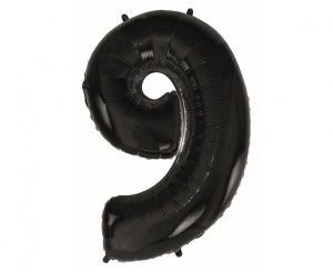 Balon foliowy Cyfra 9 czarna 92 cm, GoDan