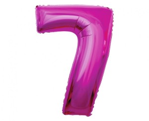 Balon foliowy Cyfra 7 różowa 92 cm, Godan