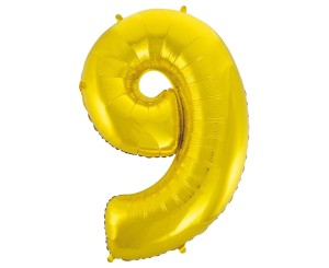 Balon foliowy Cyfra 9 złota 92 cm, GoDan