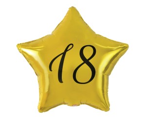 Balon foliowy Liczba 18 gwiazda złota 44 cm Godan