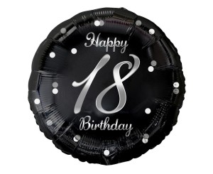 Balon foliowy Liczba 18 Happy 18 Birthday czarny 36 cm, GoDan