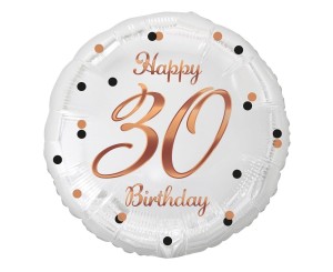 Balon foliowy Liczba 30 Happy 30 Birthday biały 36 cm, Godan