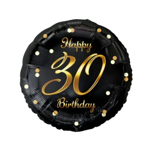 Balon foliowy Liczba 30 Happy 30 Birthday czarny 36 cm, Godan