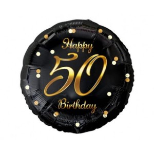 Balon foliowy Liczba 50 Happy 50 Birthday czarny 36 cm, Godan