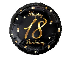 Balon foliowy Liczba 18 Happy 18 Birthday czarny 36 cm, GoDan