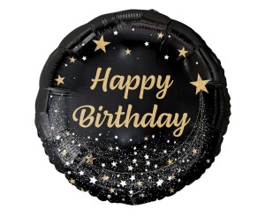 Balon foliowy Happy Birthday czarny 36 cm, GoDan