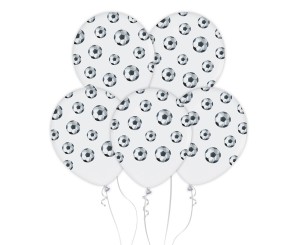 Balony białe Piłka nożna 30 cm 5 sztuk, GoDan
