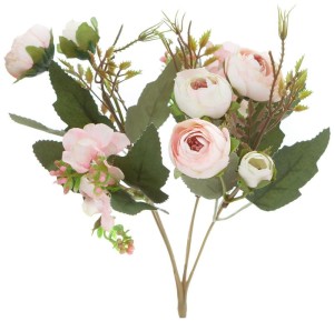 Bukiet kwiatów Kamelii pudrowy róż 29 cm, DP Craft