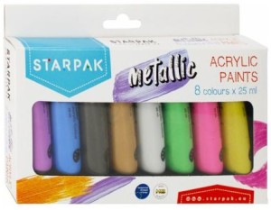 Farby akrylowe metaliczne 8 kolorów x 25 ml Tuby, Starpak