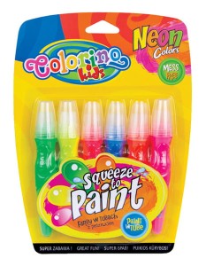 Farby plakatowe w tubach z pędzelkiem 6 kolorów neon, Colorino