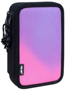 Piórnik szkolny z wyposażeniem podwójny Sunset czarno różowy, Milan