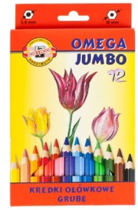 Kredki ołówkowe grube 12 kolorów Omega Jumbo sześciokątne Koh i Noor