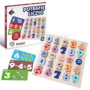 Zabawka edukacyjna drewniana Pomysłowy skrzat potrafię liczyć 3+, Askato
