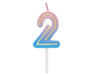 Świeczka urodzinowa Cyfra 2 Neon B&C, Godan