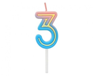 Świeczka urodzinowa Cyfra 3 Neon B&C, Godan